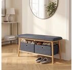 en.casa Sitzbank, &raquo;Vad&laquo; 90x30x45 cm gepolsterte Sitzfl&auml;che Bambusgestell