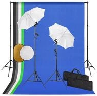 vidaXL Fotohintergrund 84 x 84 x 210 cm Fotostudio Set mit Leuchten Schirmen