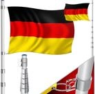KESSER Fahne, Teleskop Fahnenmast 6,3m + Bodenh&uuml;lse, 60cm Deutschland-Fahne