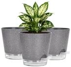 LuxusKollektion Blumentopf Blumentopf Selbstbew&auml;sserung 15cm 3er Set Grau mit