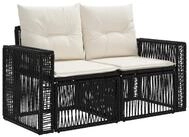 vidaXL Loungesofa Garten-Sofa 2-Sitzanzahl Schwarz Poly-Rattan