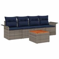 vidaXL Loungesofa Gartensofa-set 5 stk. 4-Sitzanzahl Grau und Marineblau, 5...