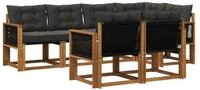vidaXL Gartenlounge-Set Outdoor-Sofagarnitur 7 stk. Nat&uuml;rlich und Schwarz,...