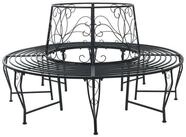 vidaXL Gartenbank Baumbank 8-Sitzanzahl &Oslash; 160 x 89 cm Stahl Schwarz Rund (1-St)