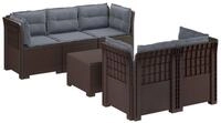 vidaXL Sofaelement 5-Sitzer Gartensofa mit Kissen Rattan-Look PP Braun