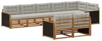 vidaXL Gartenlounge-Set Outdoor-Sofagarnitur 8 stk. Nat&uuml;rlich und Hellgrau,...