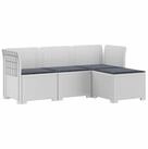 vidaXL Sofaelement 4-Sitzer Garten Sofa mit Kissen Rattan Look PP Wei&szlig;