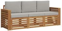 vidaXL Gartenlounge-Set Sofagarnituren 3 stk. Nat&uuml;rlich und Hellgrau...
