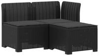 vidaXL Sofaelement 3-Sitzer Garten Sofa mit Kissen Rattan-Look 3-Sitzer PP