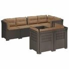 vidaXL Sofaelement 7-Sitzer Gartensofa mit Kissen Rattan-Look PP Hellgrau