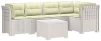 vidaXL Sofaelement 5-Sitzer Gartensofa mit Kissen Rattan-Look PP Wei&szlig;