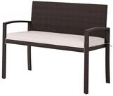 COSTWAY Gartenbank, Rattan 2-Sitzer, Rattanbank mit Kissen & Lehne, 360kg