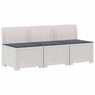 vidaXL Sofaelement 3-Sitzer Garten Sofa mit Kissen Rattan-Look 3-Sitzer PP Wei&szlig;