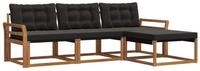 vidaXL Gartenlounge-Set Outdoor-Sofagarnitur 4 stk. Nat&uuml;rlich und Schwarz,...