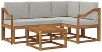 vidaXL Gartenlounge-Set Outdoor-Sofagarnitur 5 stk. Nat&uuml;rlich und Hellgrau,...