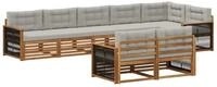 vidaXL Gartenlounge-Set Outdoor-Sofagarnitur 8 stk. Nat&uuml;rlich und Hellgrau,...