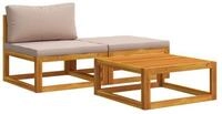 vidaXL Sofaelement Ecksofa mit Kissen 100 % Polyester Solid-Acacia Natur (3 St)