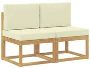 vidaXL Sofaelement 2 stk. Outdoor Mittelsofa Massivholz Wei&szlig; (2 St)