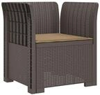 vidaXL Sofaelement 1-Sitzer Sessel mit Kissen Rattan-Look PP Hellgrau