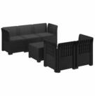 vidaXL Sofaelement 5-Sitzer Gartensofa mit Kissen Rattan-Look PP Anthrazit