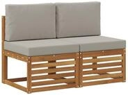 vidaXL Sofaelement 2 St&uuml;ck Outdoor Mittelsofa Massivholz Natur (2 St)