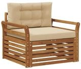 vidaXL Sofaelement Outdoor-Sofa Massives nholz und Polyester Natur und Beige (1...