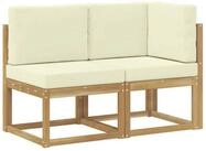 vidaXL Sofaelement Outdoor Mittel- und Ecksofa 2 St&uuml;ck Wei&szlig; Massivholz (2 St)