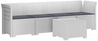vidaXL Sofaelement 4-Sitzer Gartensofa mit Kissen Rattan Look PP Wei&szlig;