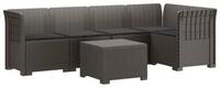 vidaXL Sofaelement 5-Sitzer Gartensofa mit Kissen Rattan-Look PP Hellgrau