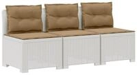 vidaXL Sofaelement 3-Sitzer Garten Sofa mit Kissen Rattan-Look 3-Sitzer PP Wei&szlig;