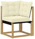 vidaXL Sofaelement Outdoor Ecksofa Massivholz und Textilene Stoff Wei&szlig; (1 St)