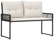 vidaXL Gartenbank Bank Outdoor mit Kissen Schwarz und Cremewei&szlig; 118 x 55 x 82...
