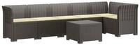 vidaXL Sofaelement 6-Sitzer Garten Sofa mit Kissen Rattan Look PP Hellgrau