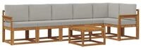 vidaXL Gartenlounge-Set Outdoor-Sofagarnitur 7 stk. Nat&uuml;rlich und Hellgrau,...