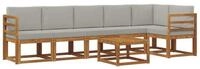 vidaXL Gartenlounge-Set Outdoor-Sofagarnitur 7 stk. Nat&uuml;rlich und Hellgrau,...