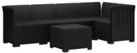 vidaXL Sofaelement 5-Sitzer Gartensofa Rattan-Look PP Anthrazit
