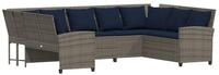 vidaXL Gartenlounge-Set Gartensofa mit Kissen Grau Poly Rattan, (9-tlg)