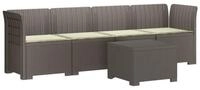 vidaXL Sofaelement 4-Sitzer Gartensofa mit Kissen Rattan Look PP Hellgrau