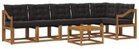 vidaXL Gartenlounge-Set Outdoor-Sofagarnitur 7 stk. Nat&uuml;rlich und Schwarz,...
