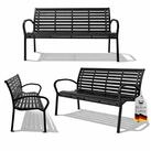 PROREGAL&reg; Gartenbank MYKONOS Holzoptik Kunststoff & Metall 3-Sitzer 80x126x60cm