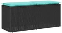 vidaXL Gartenbank Gartenbank mit Kissen Schwarz 110x40x44 cm Poly Rattan (1-St)