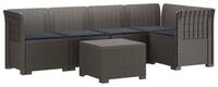vidaXL Sofaelement 5-Sitzer Gartensofa mit Kissen Rattan-Look PP Hellgrau