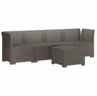vidaXL Sofaelement 4-Sitzer Gartensofa Rattan Look PP Hellgrau