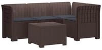 vidaXL Sofaelement 4-Sitzer Garten Sofa mit Kissen Rattan Look PP Braun