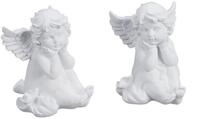 relaxdays Engelfigur Sitzende Grabengel 2er Set (2 St)