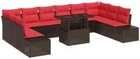 vidaXL Gartenlounge-Set Gartensofa-set 11 stk. Braun Poly-Rattan, (11-tlg)