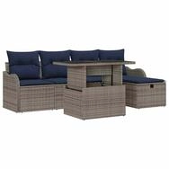 vidaXL Gartenlounge-Set Gartensofa-set 6 stk. Grau Poly-Rattan, (6-tlg)