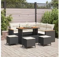 vidaXL Gartensofa, Gartensofa-set 9 pcs Schwarz Poly-Rattan