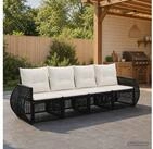 vidaXL Loungeset vidaXL Gartensofa-set 4 stk. Schwarz und Cremewei&szlig; Poly-Rattan