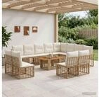 vidaXL Gartenlounge-Set vidaXL Gartensofa-set 13 stk. Nat&uuml;rlich und Cremwei&szlig;